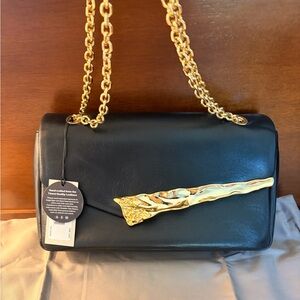 Alexis Bittar Black Shoulder Bag with Gold Accent brand new